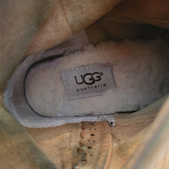 UGG Suede Leather Ankle Boots 7 Sheepskin Insole 1004367 DARLING Chestnut - Picture 4 of 11